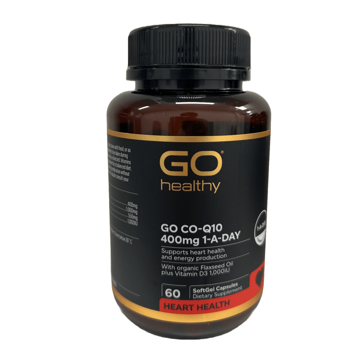 Go Healthy Co-Q10 400mg 60 capsules – high strength heart health supplement made in New Zealand
