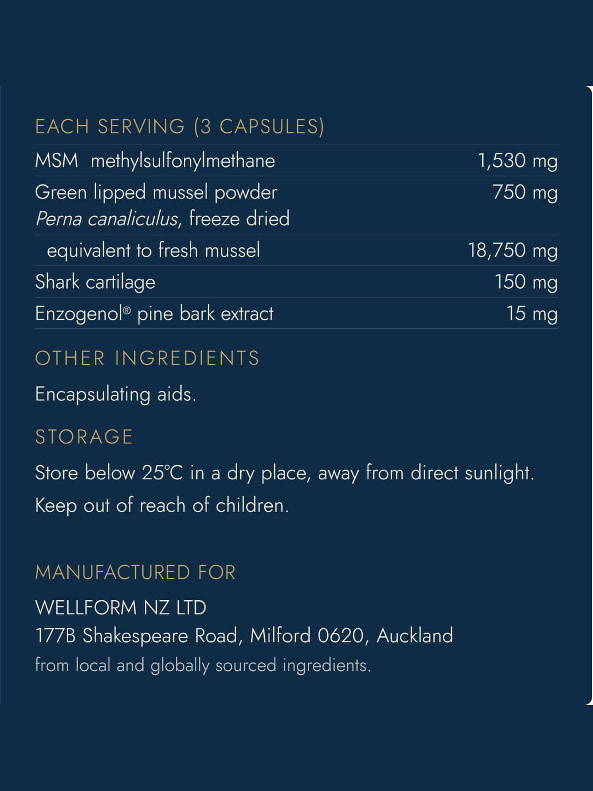 WELLFORM REVIVE supplement facts, 3 capsule serving