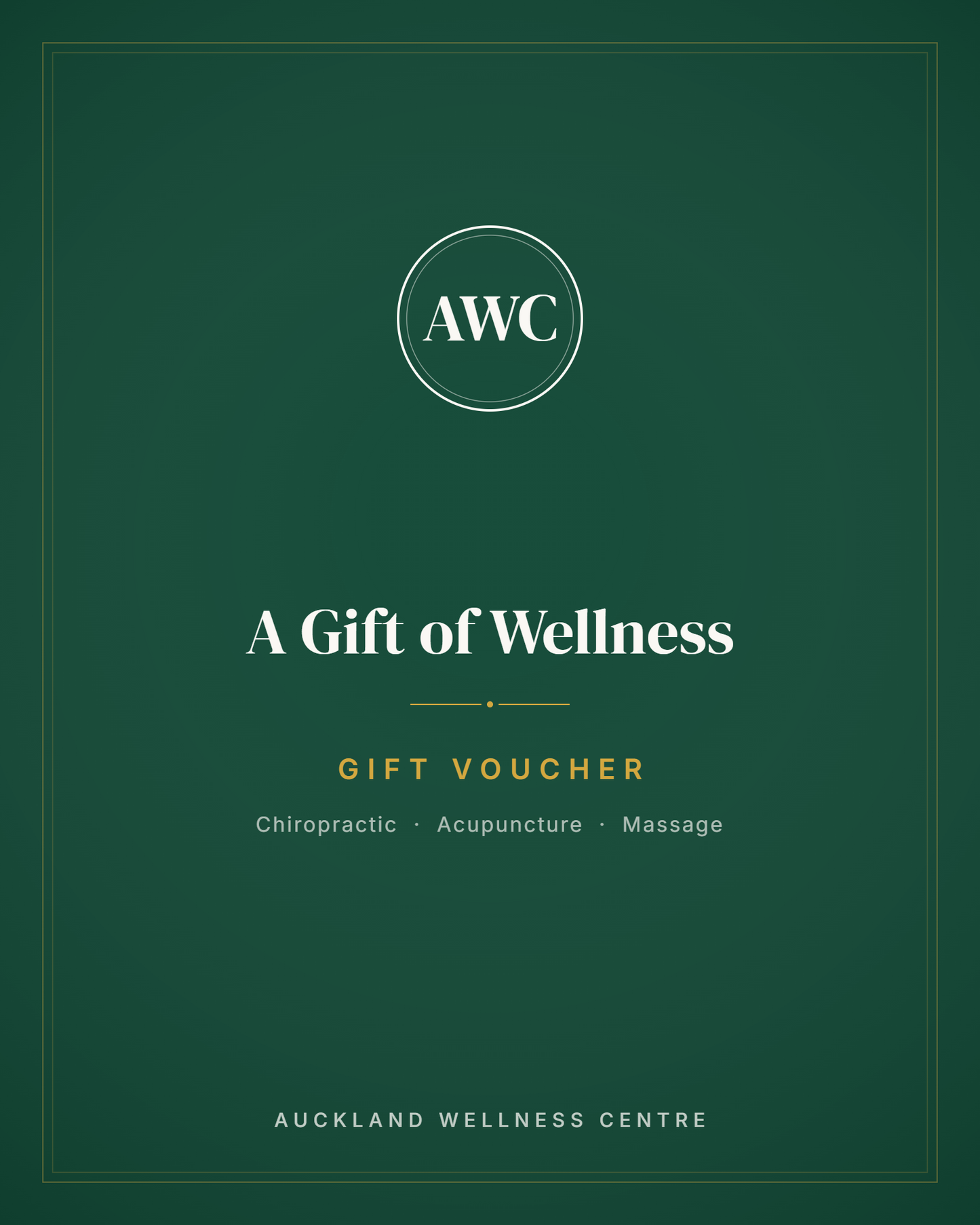 Auckland Wellness Centre gift voucher, chiropractic, acupuncture and massage, North Shore Auckland
