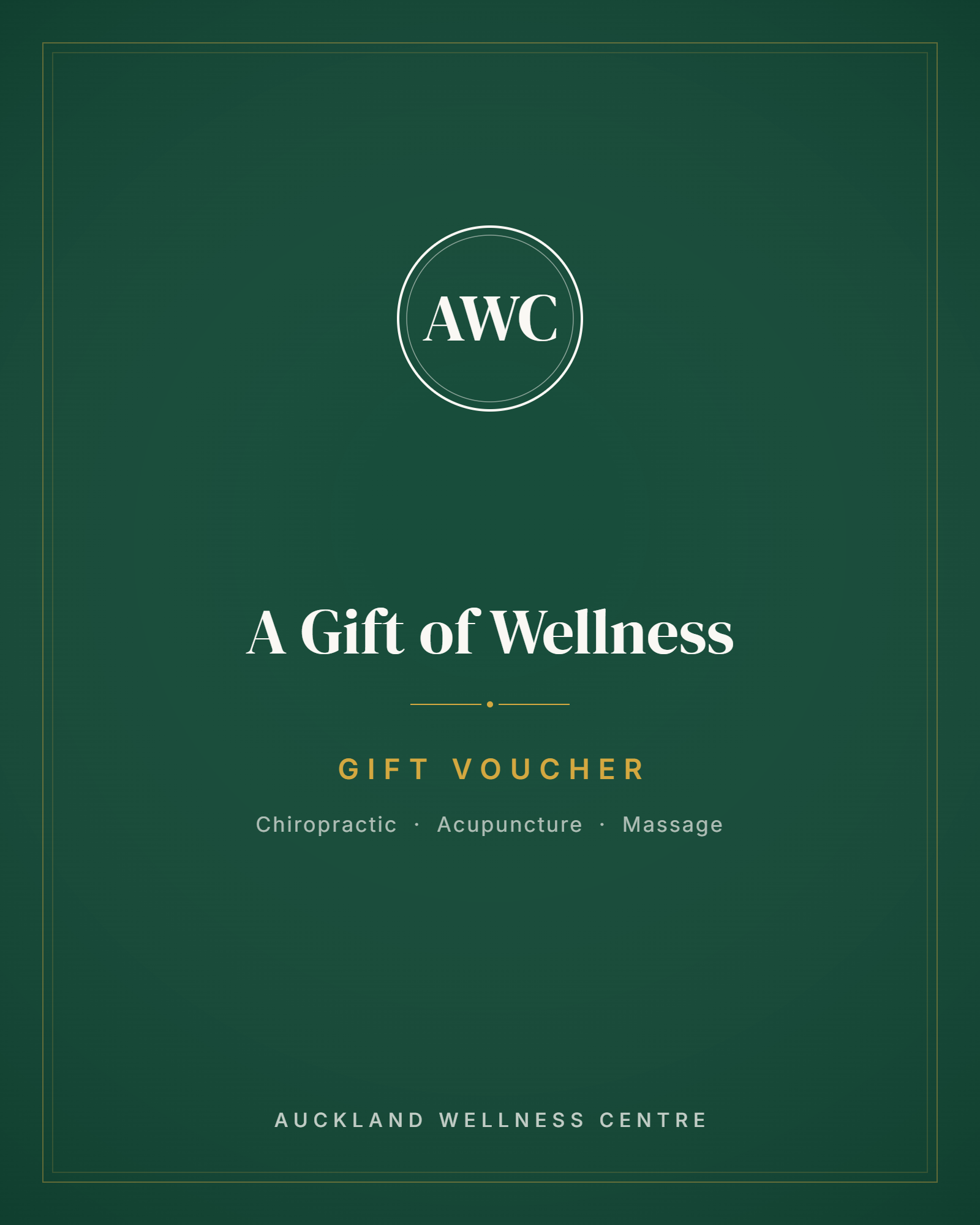 Auckland Wellness Centre gift voucher, chiropractic, acupuncture and massage, North Shore Auckland