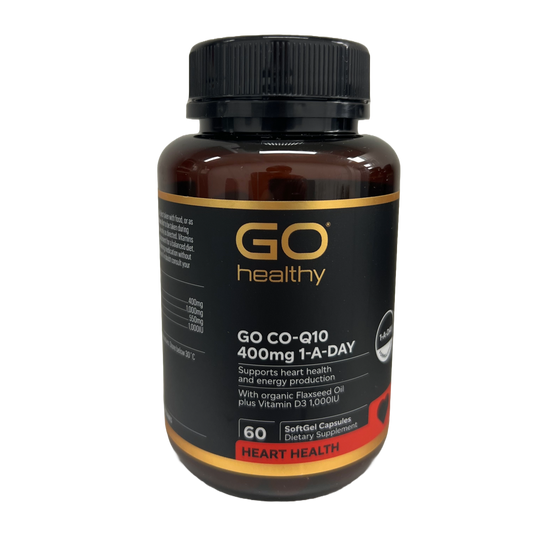 Go Healthy Co-Q10 400mg 60 capsules – high strength heart health supplement made in New Zealand